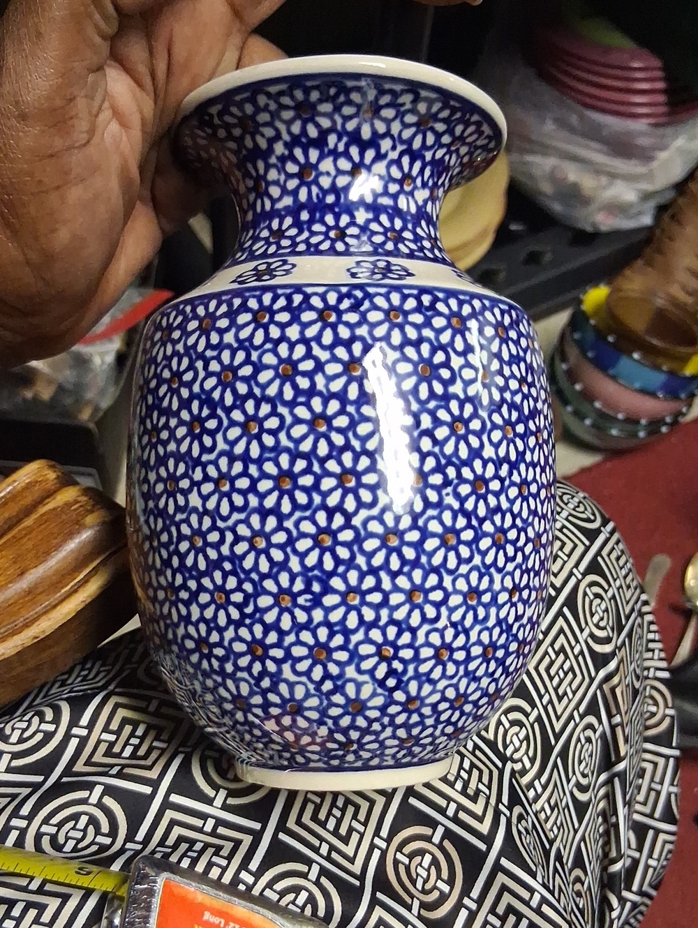 Boleslawiec Polish Pottery Flowering Peacock Hand Made Small Vase 7